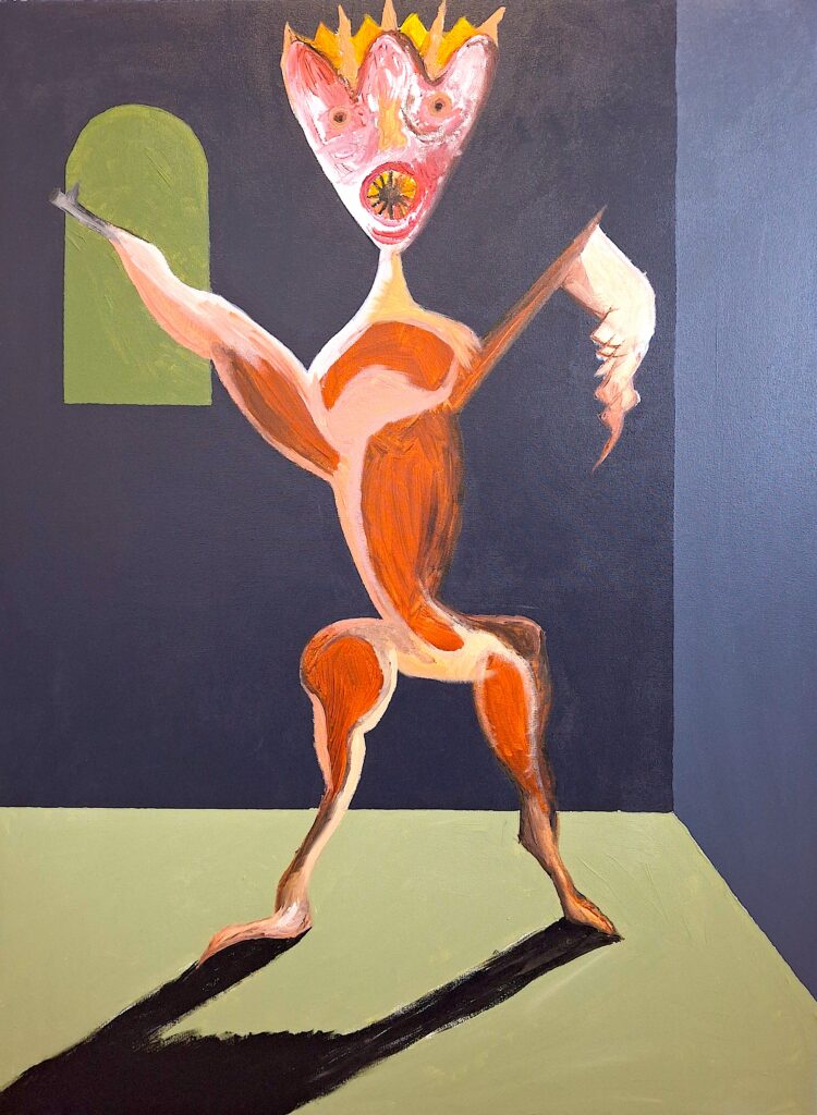 Créature absurde, 2025, acrylique sur toile, 60 x 80 cm.