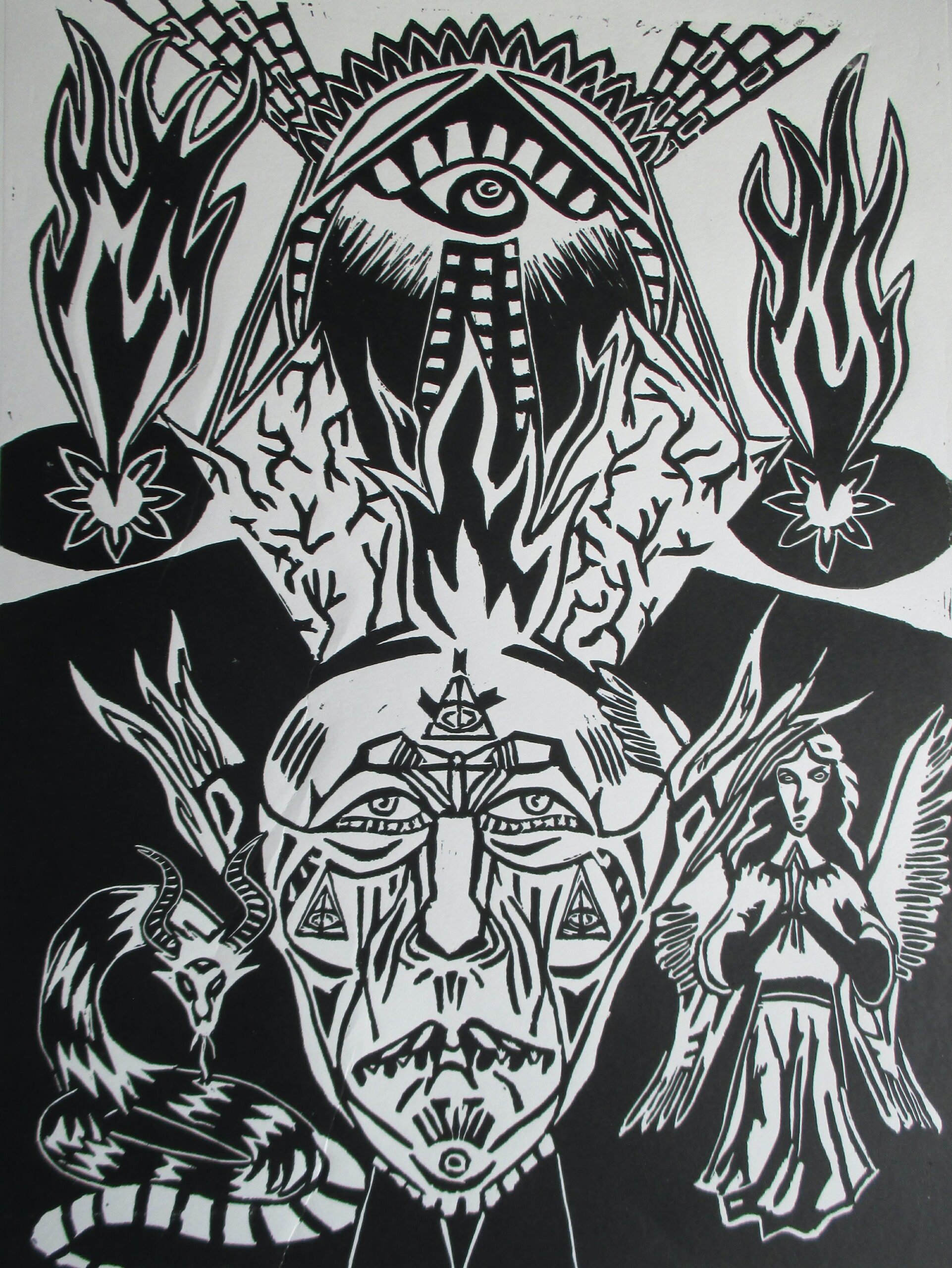 Composition n°1, 2026, linogravure, 34,6 x 44,4 cm.